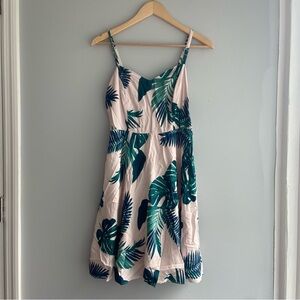 Old Navy Cami Pink and Green Leaves Mini Dress